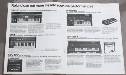 Roland-Rare 1979 etc leaflets, pricelist 